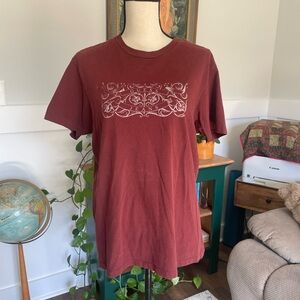 Guess Jeans Vintage 1981 Y2K Burgundy T-shirt Large Cotton